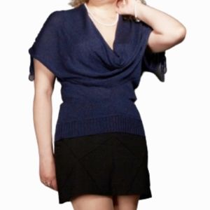 Cotton Blend Sweater Pullover Navy Blue MixRay